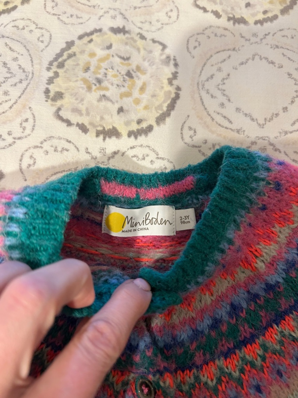 Mini Boden Teal Fair Isle Knit Cardigan Sweater - Picture 2 of 5